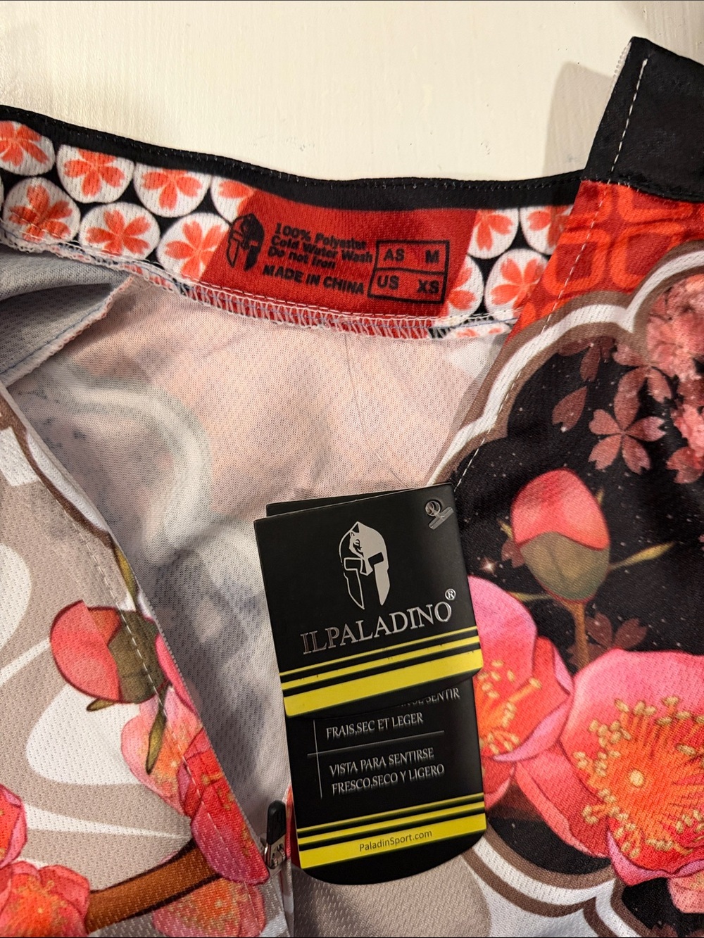 Paladin Floral Cycling Jersey in White & Black with Pink Accents - Picture 3 of 3